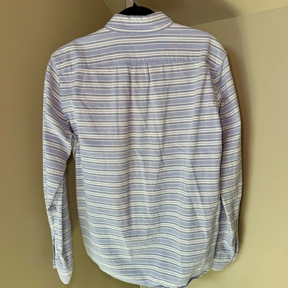 Men's J.CREW Striped Slim Fit Long Sleeve Button Up‎ Shirt Size Large Blue/White
